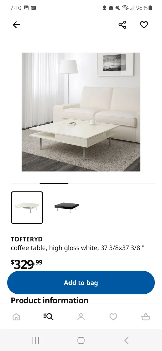 white glossy coffee table