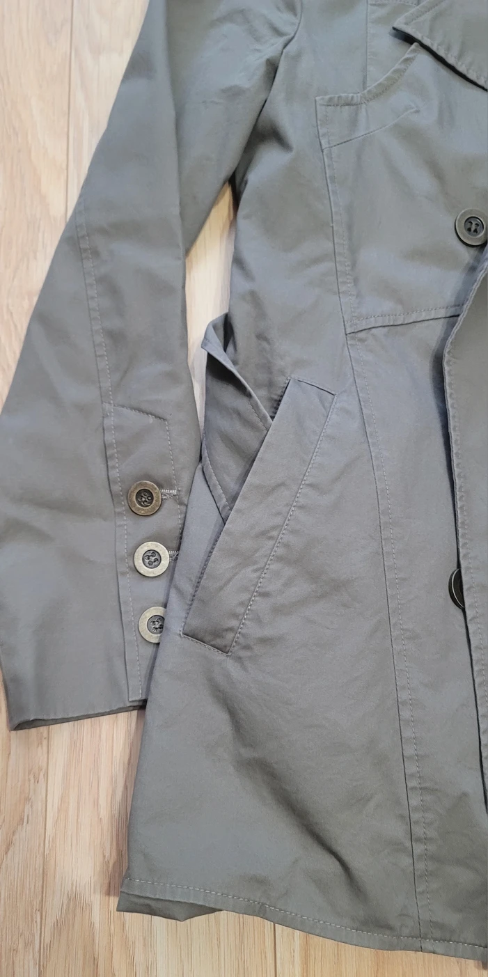 Tie belt trench short coat image indicator(4)
