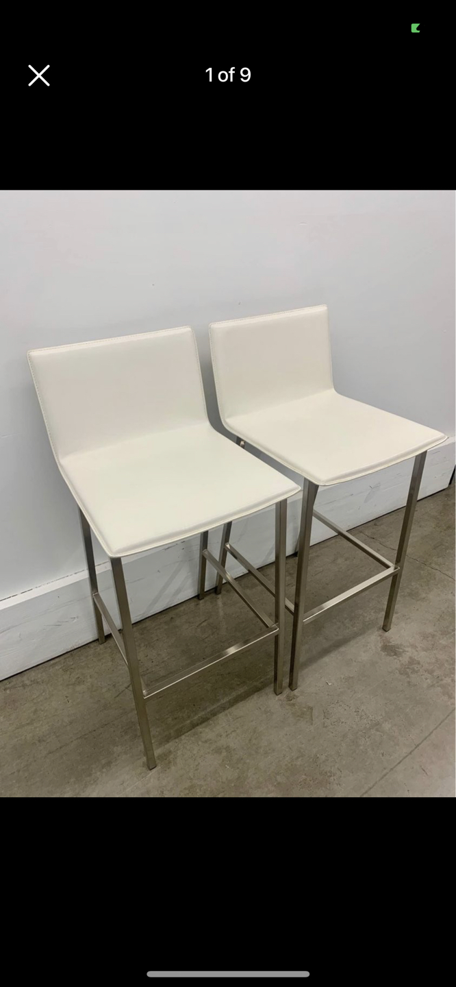 High Quality CB2 Leather 30” Bar Stools (retails $600) thumbnail