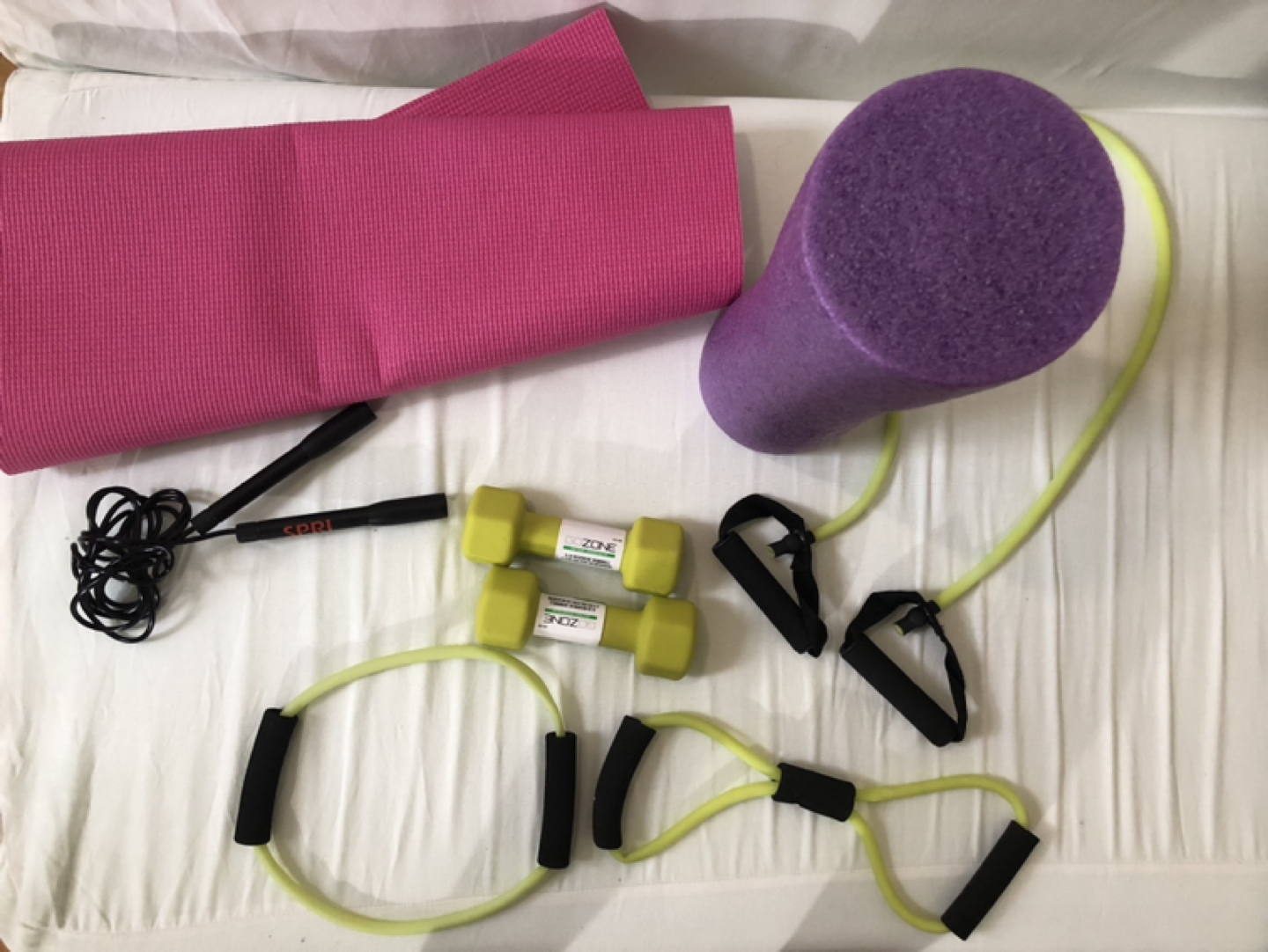 Workout set - dumbbells, resistance bands, mat, rope, roller thumbnail