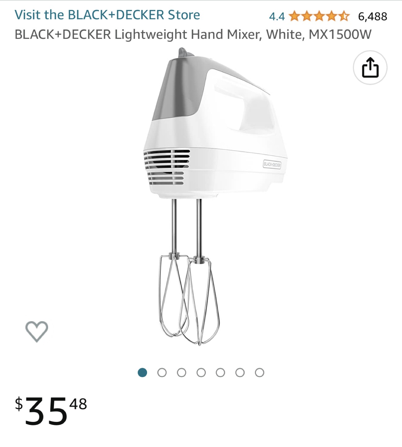 BLACK+DECKER Lightweight Hand Mixer, White, MX1500W thumbnail