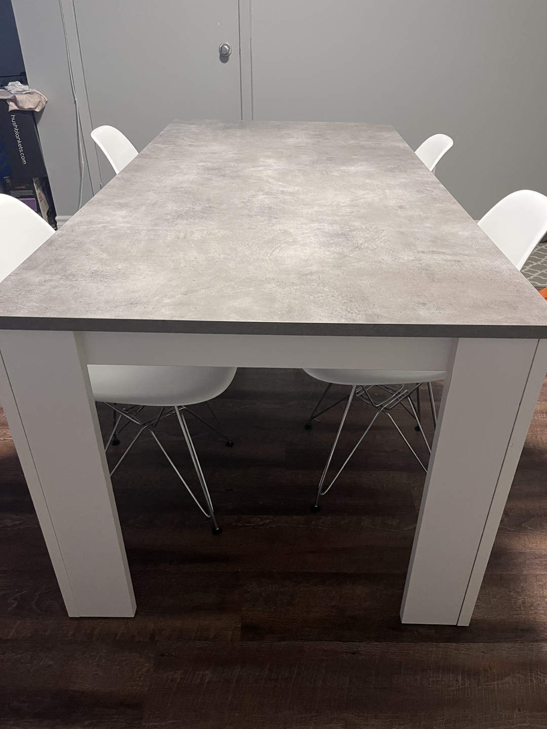 Moving Sale: Structube White Table with Four White Chairs