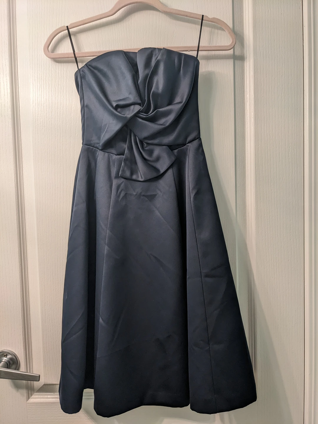 Navy Blue Satin Party Dress