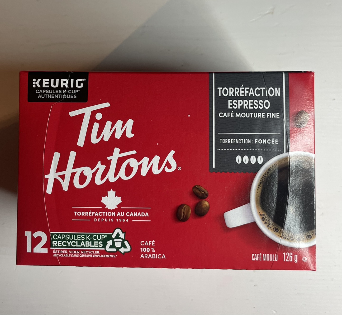Tim Hortons Espresso Coffee, Dark Roast, 12 Count thumbnail