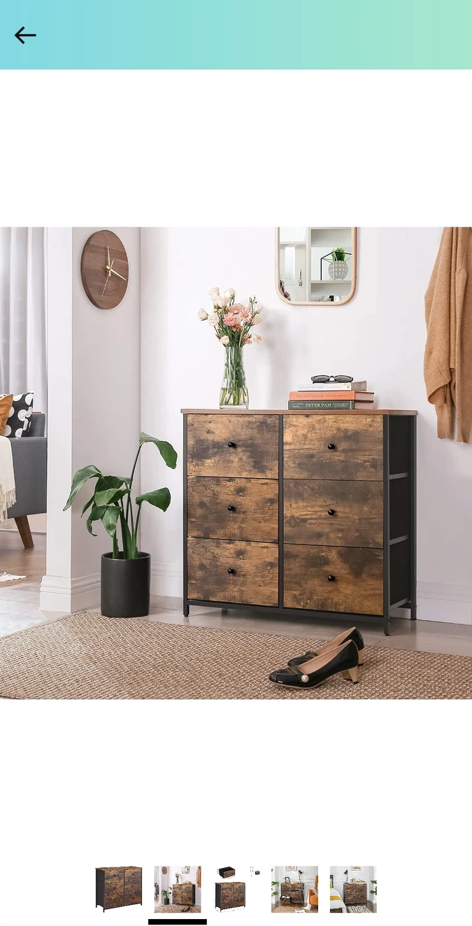 SONGMICS Dresser for Bedroom, Chest of Drawers, 6 Drawer Dresser - photo 2