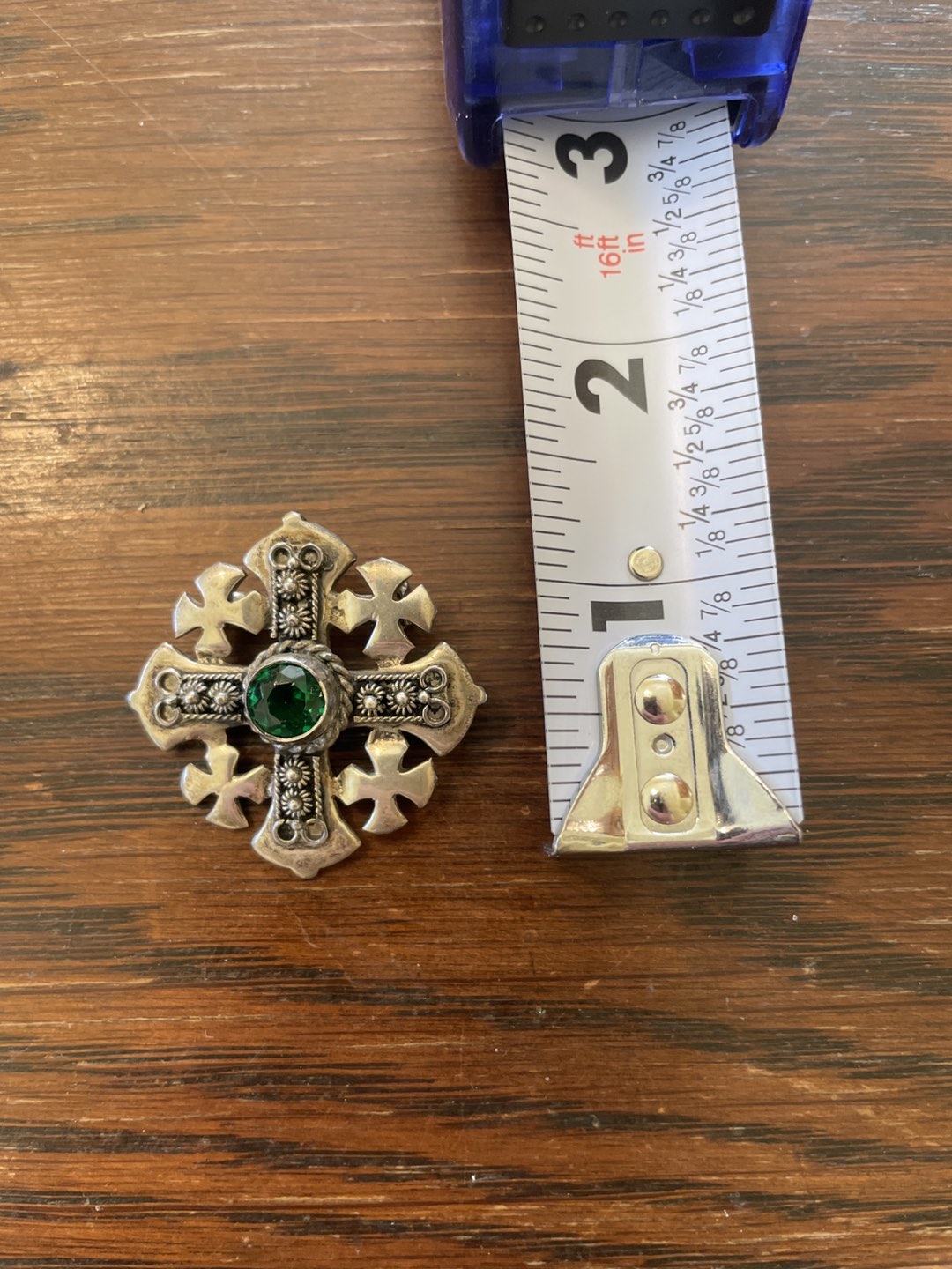 Silver 1960s cross brooch - Jerusalem .955 silver image indicator(2)