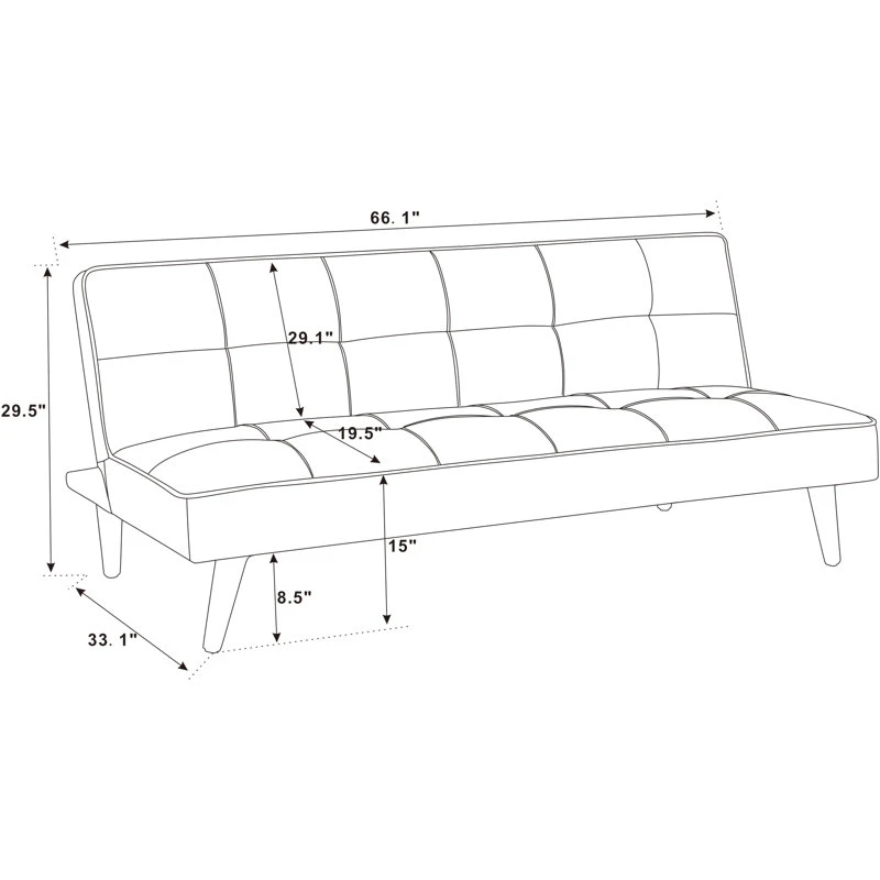 Villatoro 66.1" Armless Sofa Bed Sofa - photo 3