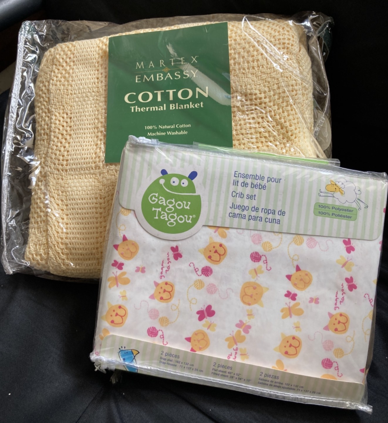 Gagou 2 pc crib sheet set  & cotton yellow twin blanket thumbnail