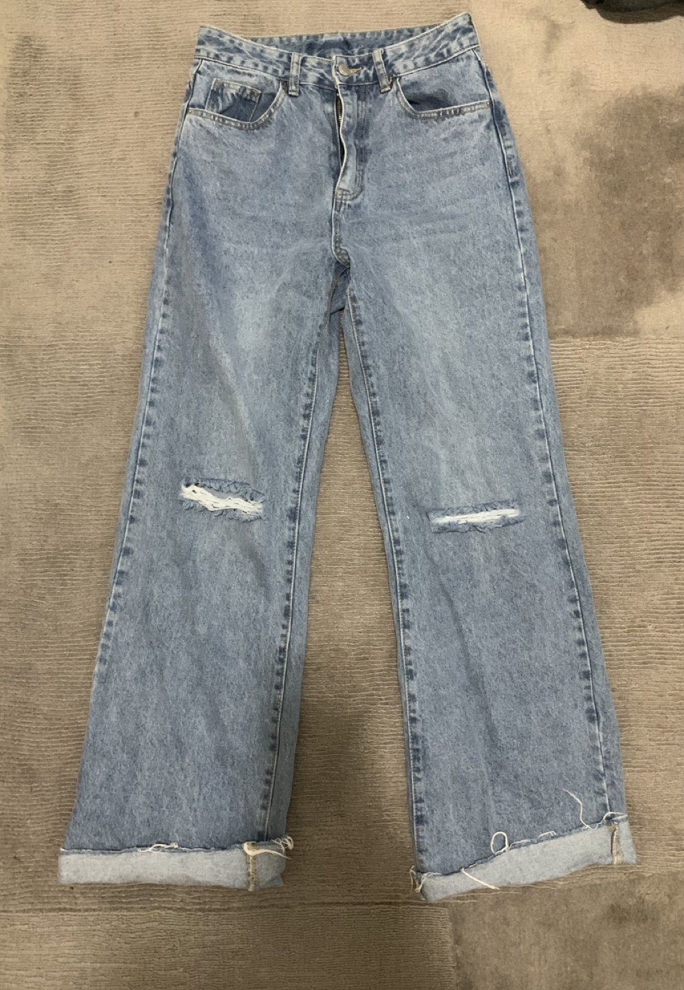 Ripped wide leg jeans