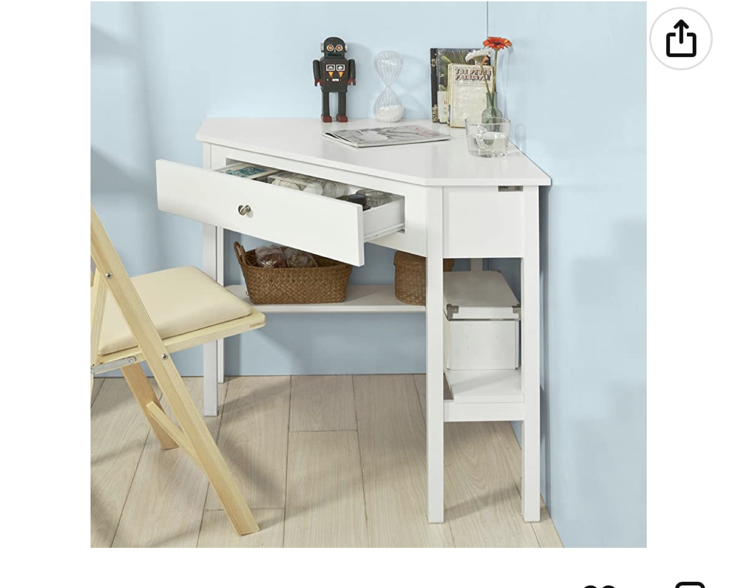 White corner desk assembled