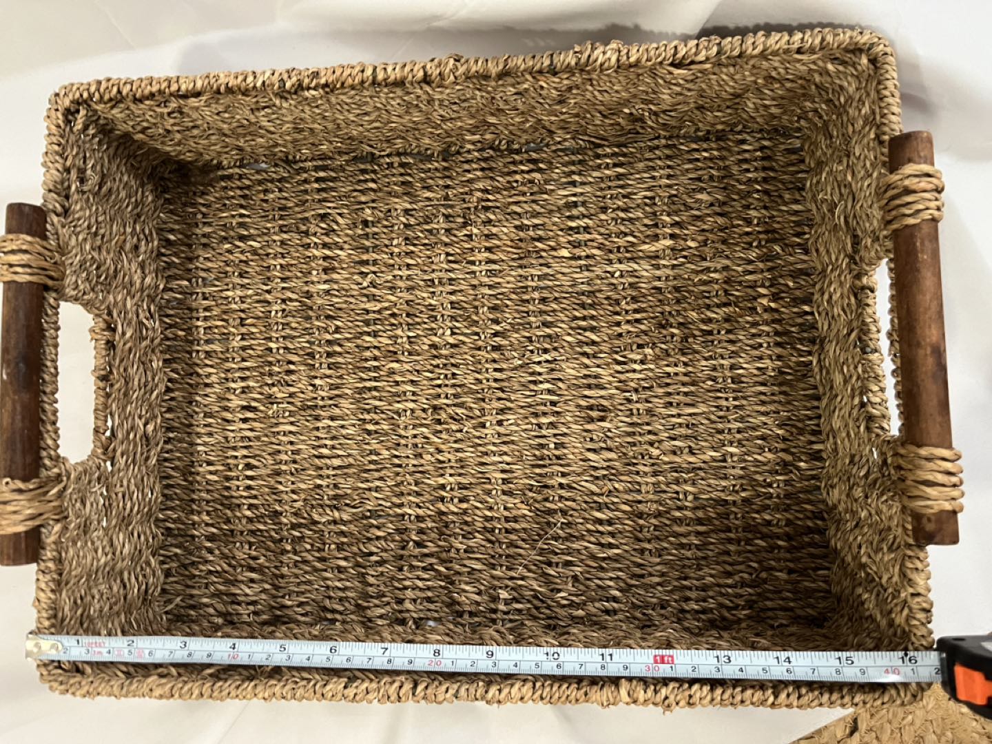3 Jute Woven Trays with stand/Wooden handle image indicator(10)