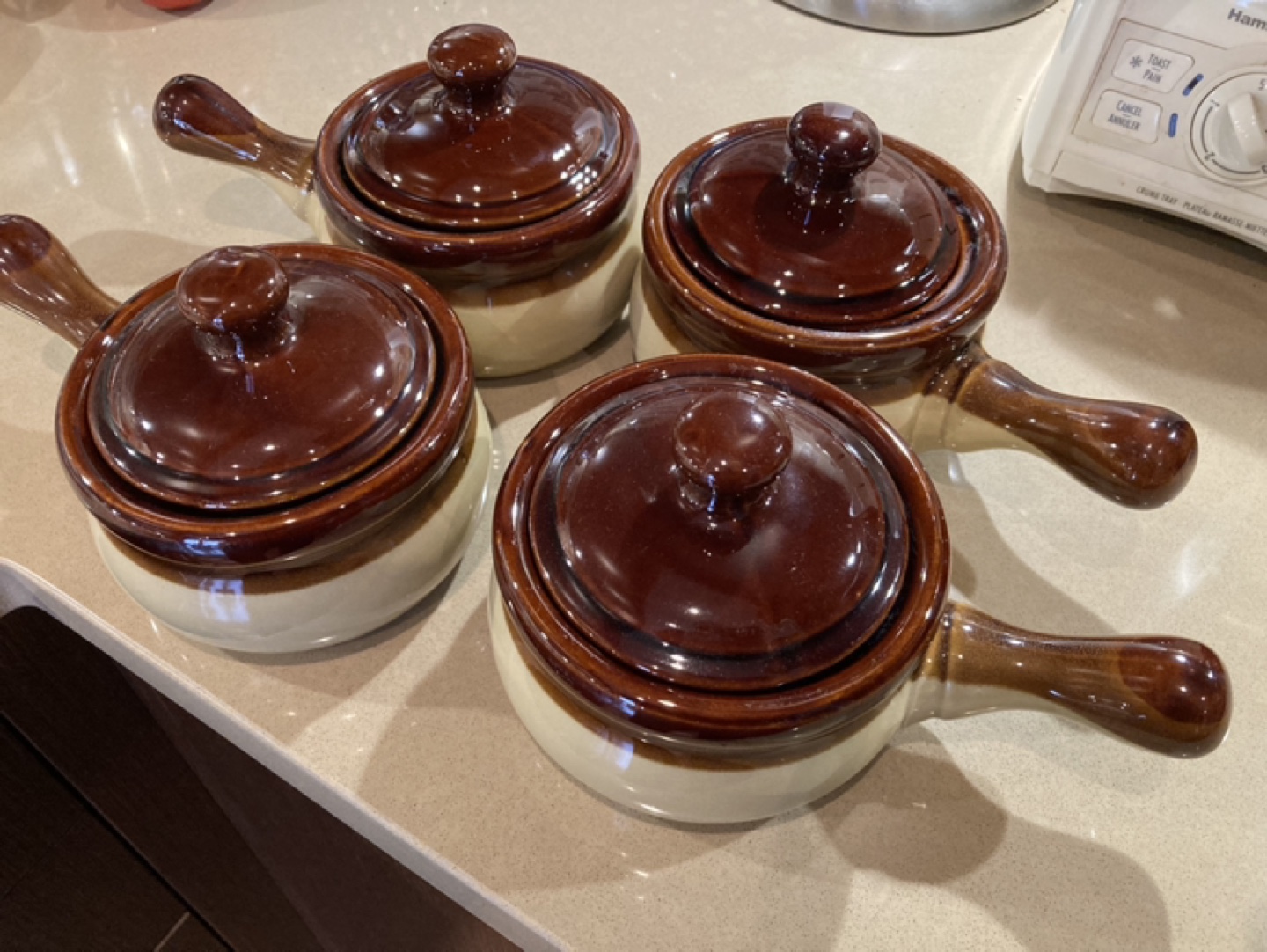 Set of 4 individual French Onion Soup bowls thumbnail