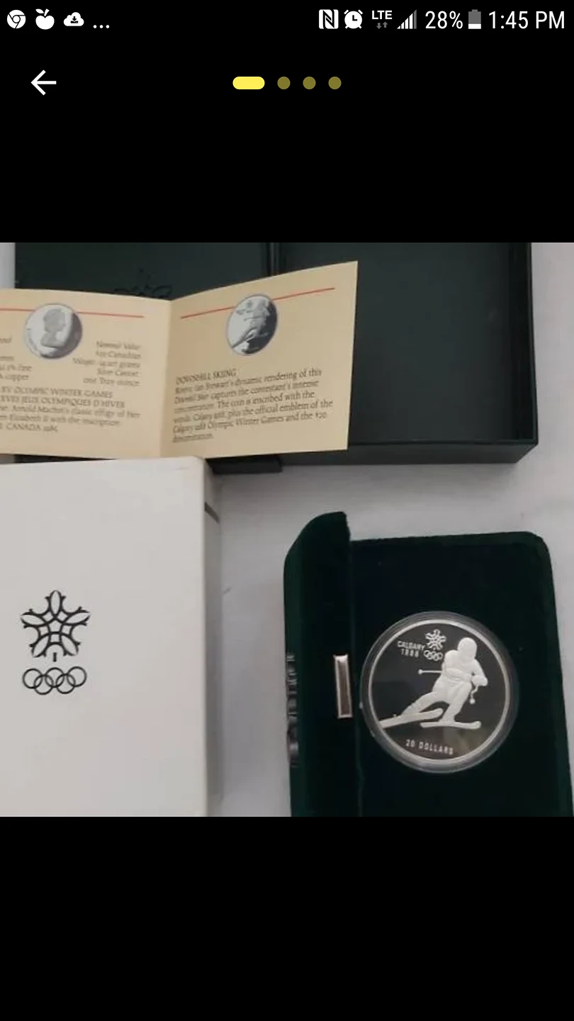 1988 Calgary Olympic 925 Silver Coin Contains 1 oz pure silver image indicator(3)