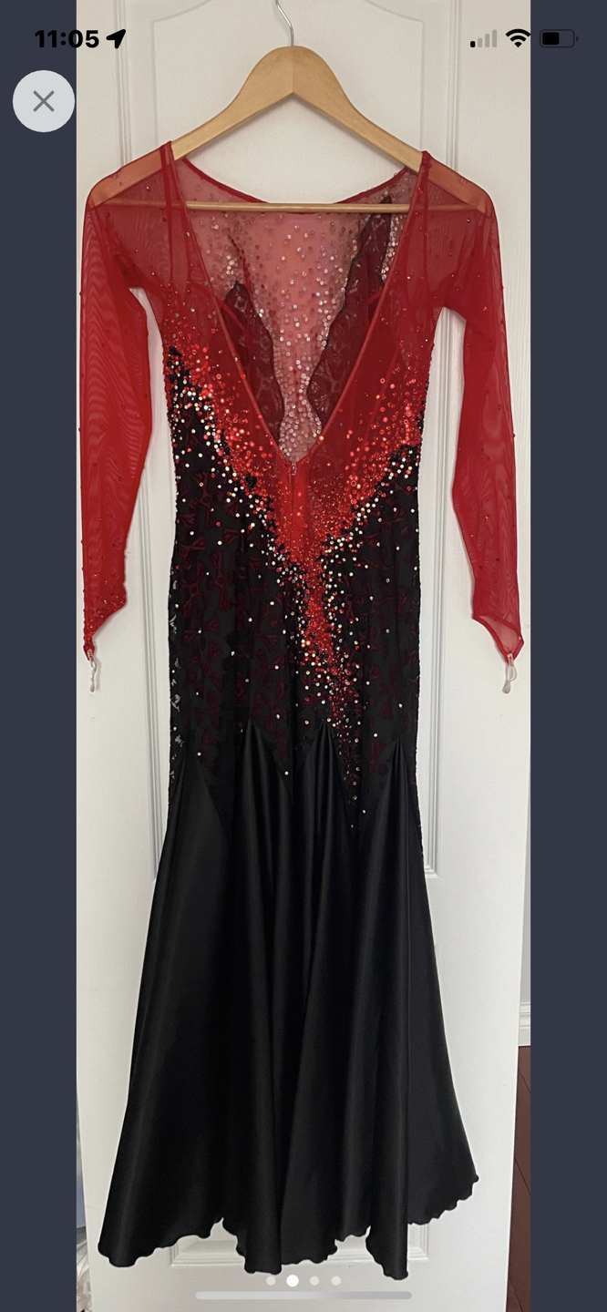 Beautiful Red & Black Standard/Ballroom Competition Dress - photo 2