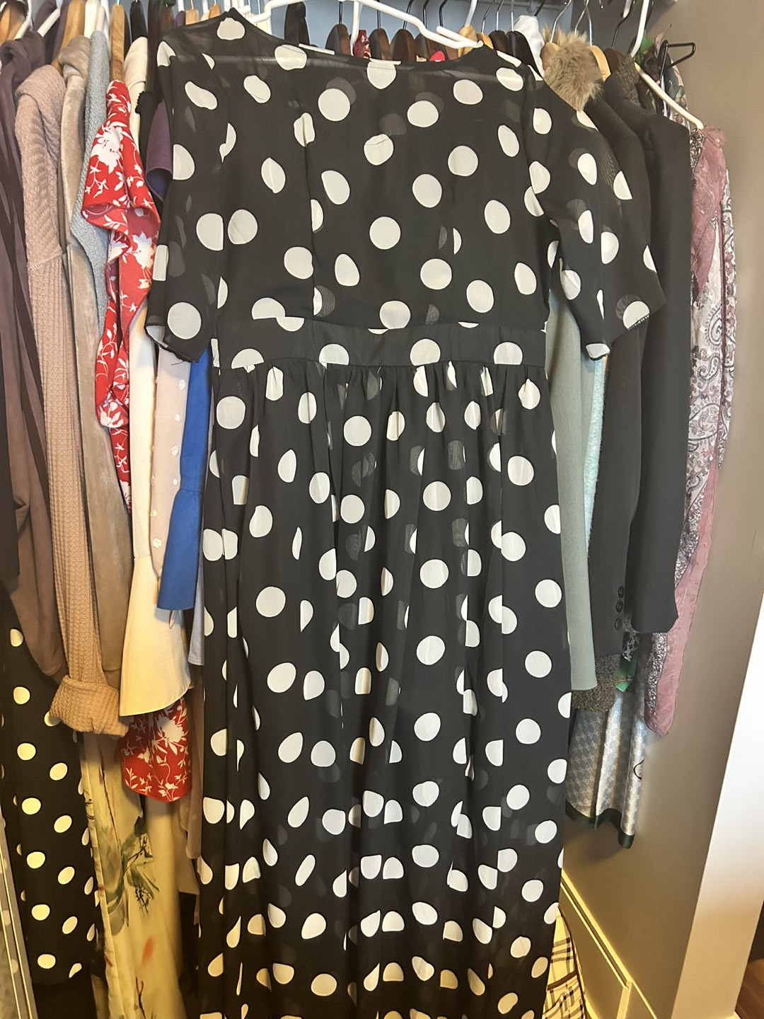 Gorgeous shiffon polka dot dress thumbnail