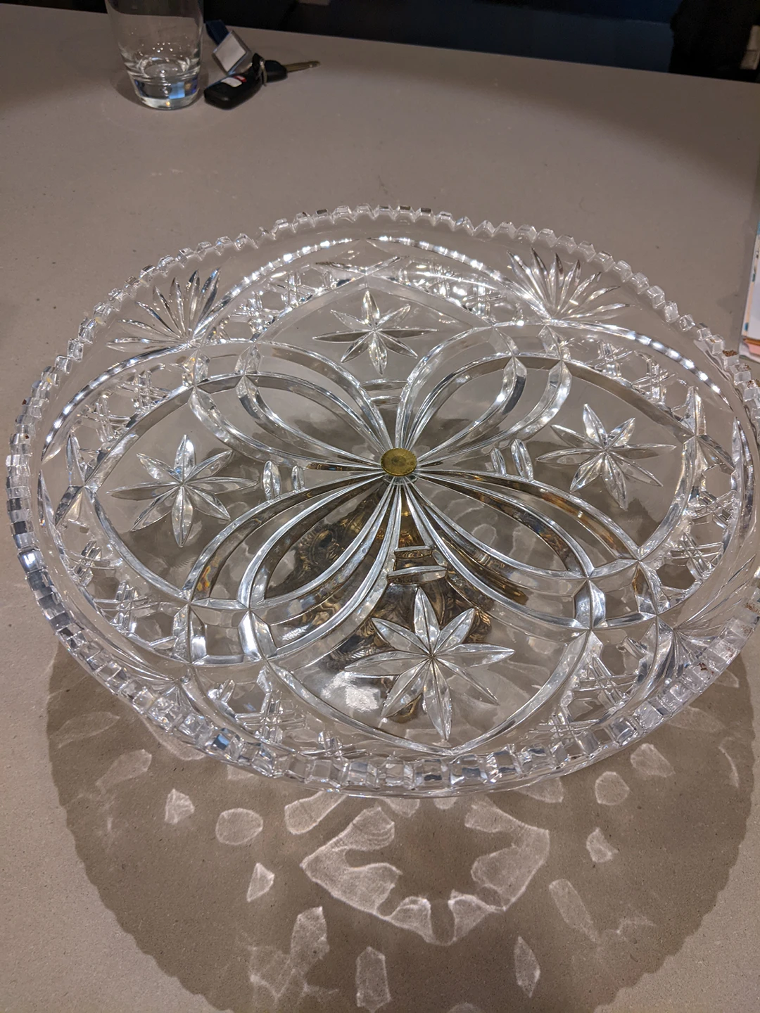 ornate glass cake platter thumbnail