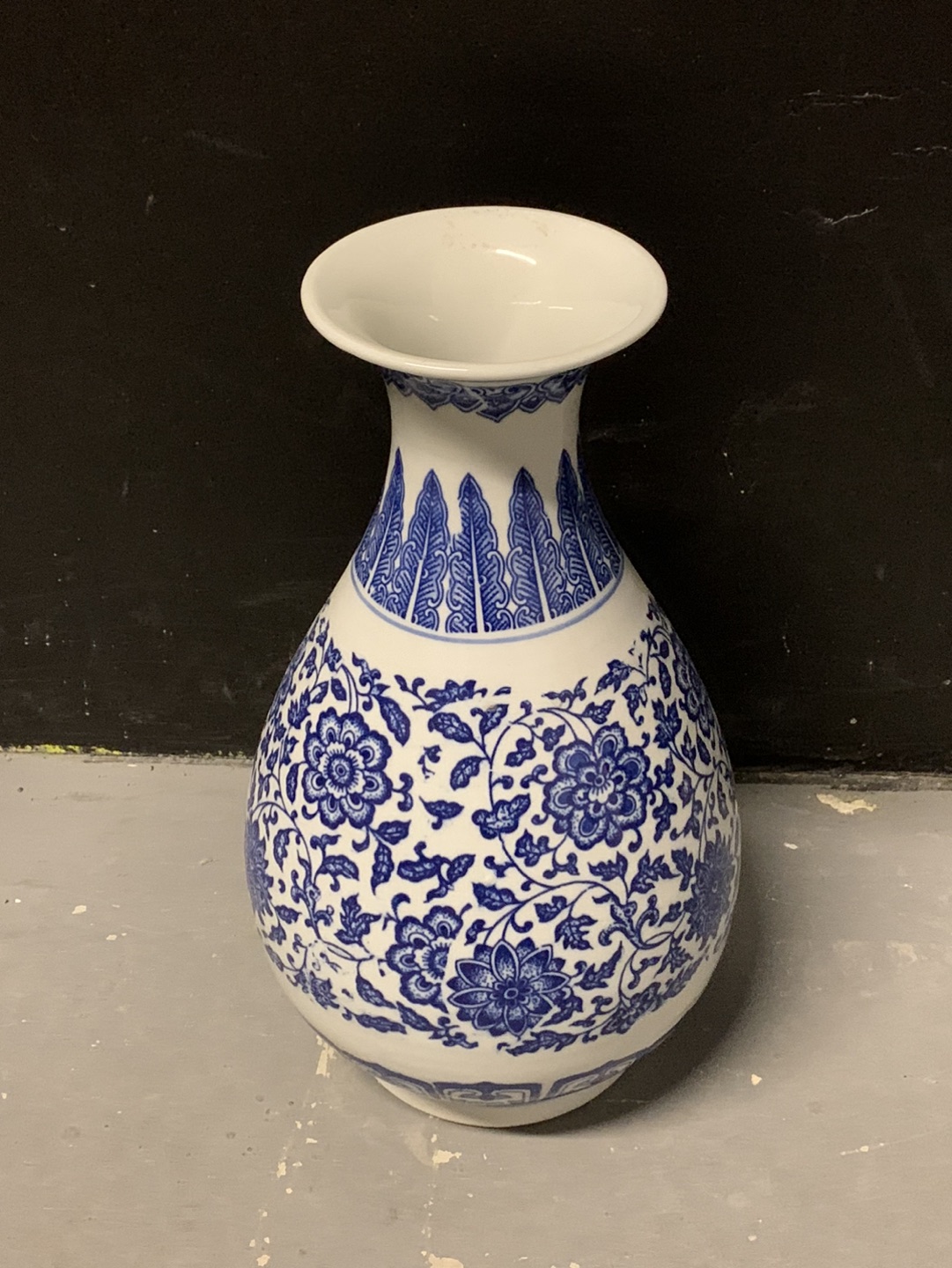 Blue & White Porcelain Vase - 8” x 12” thumbnail