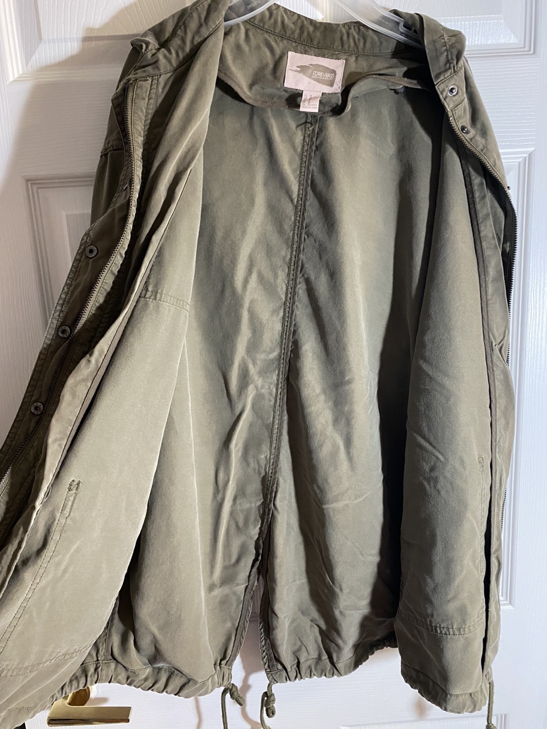 Forever 21 Light Green Jacket with zip & hood image indicator(3)