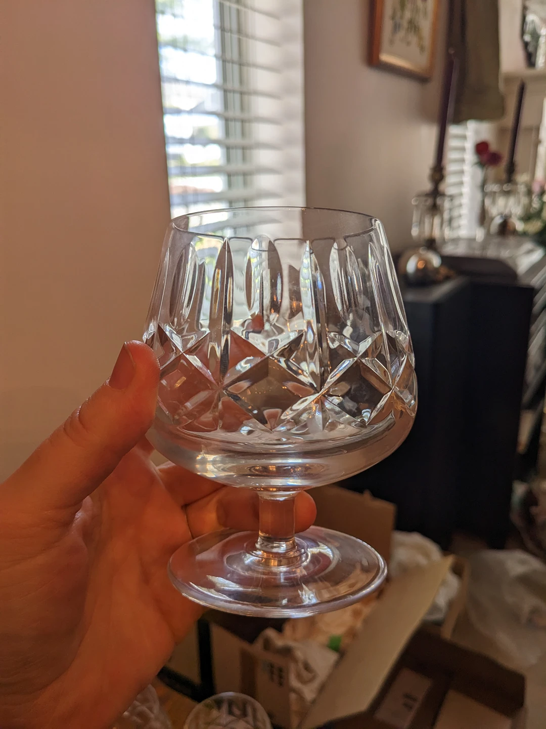Three Crystal Brandy Glasses