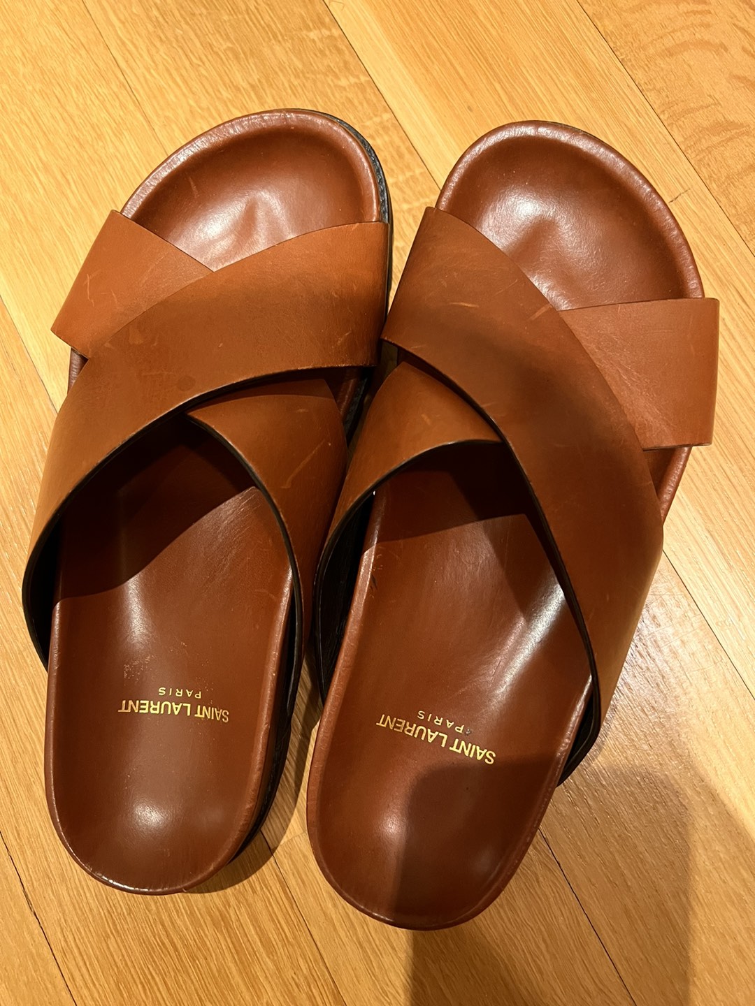 YSL Jimmy Joan flat leather sandals