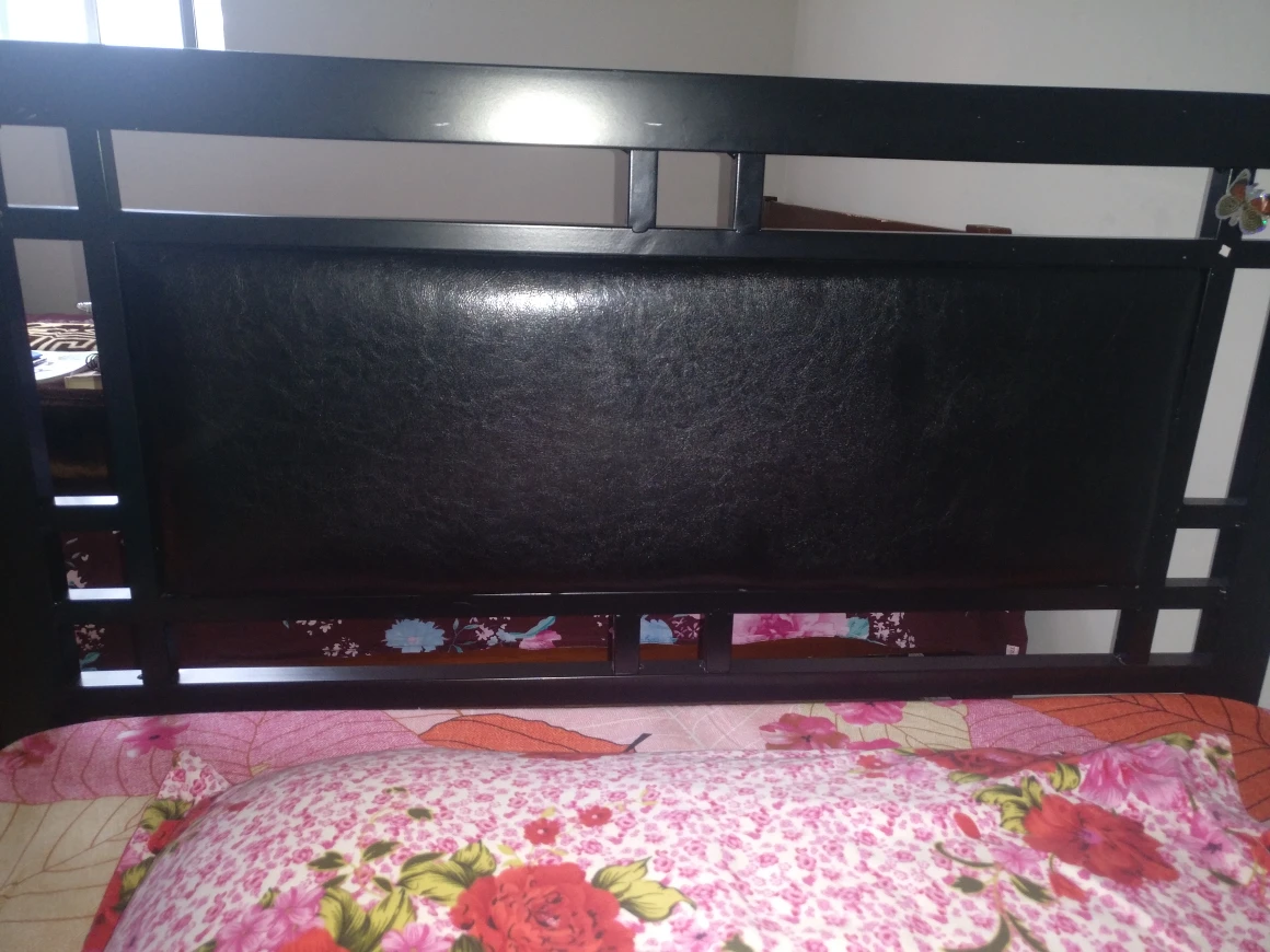 Black bed with leather headboard - photo 2