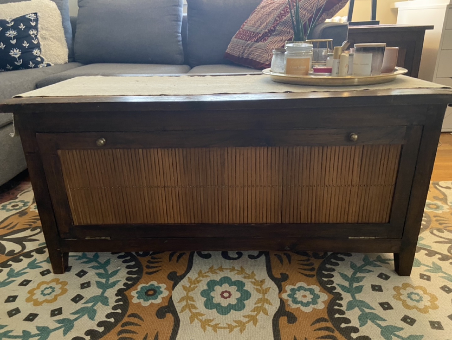 TEAK VINTAGE- BOHO coffee table & matching side table - STORAGE