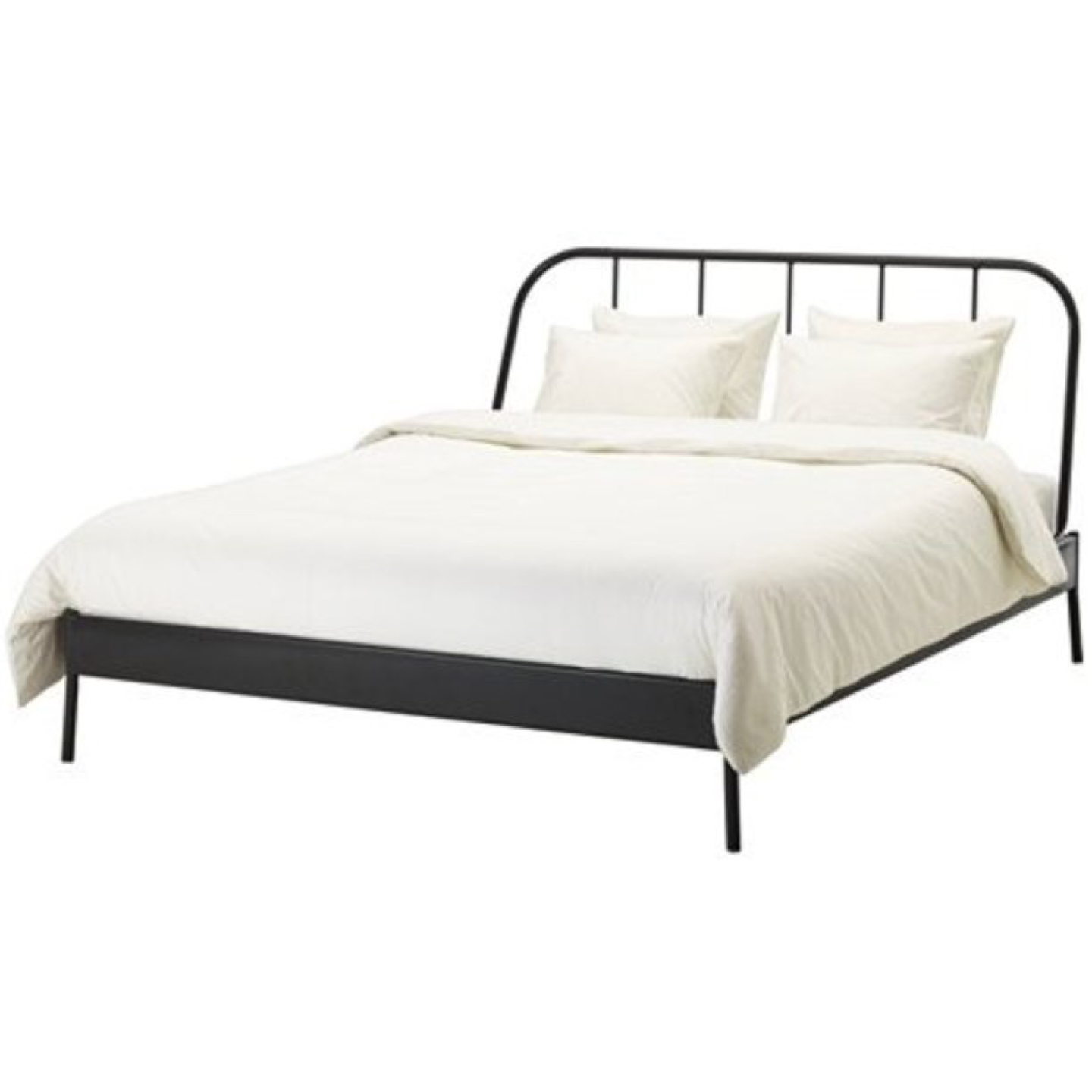 IKEA Queen bedframe and memory foam mattress with linen