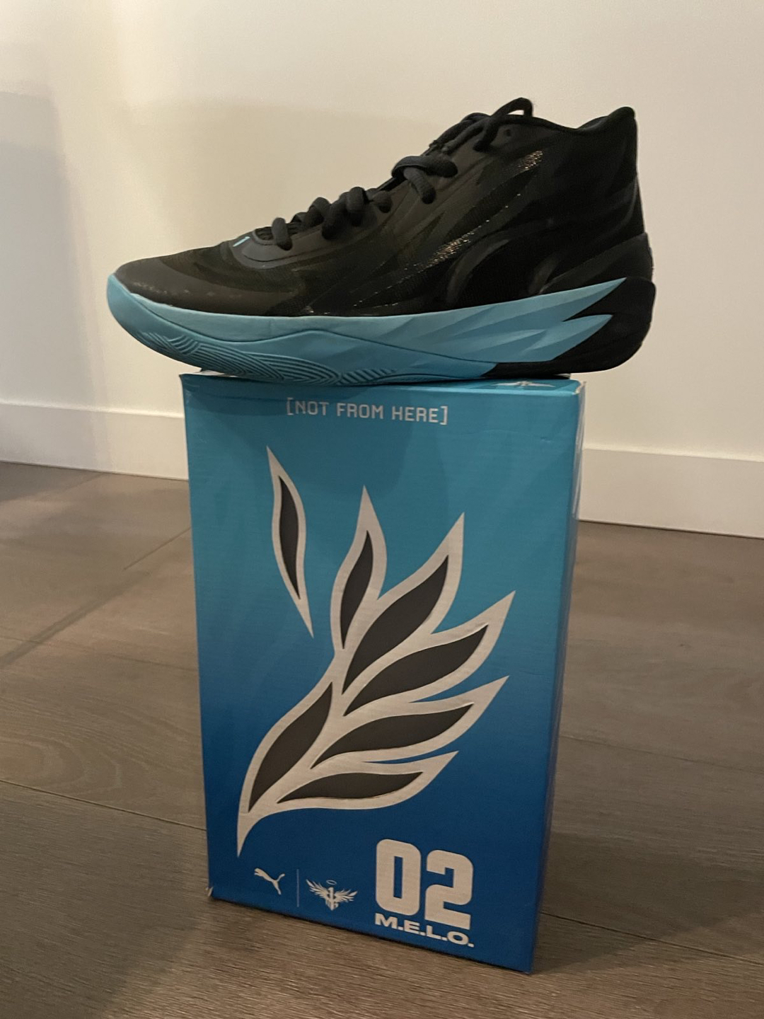 Lamelo Puma MB.02 Black Blue Basketball Shoes, Size 8.5