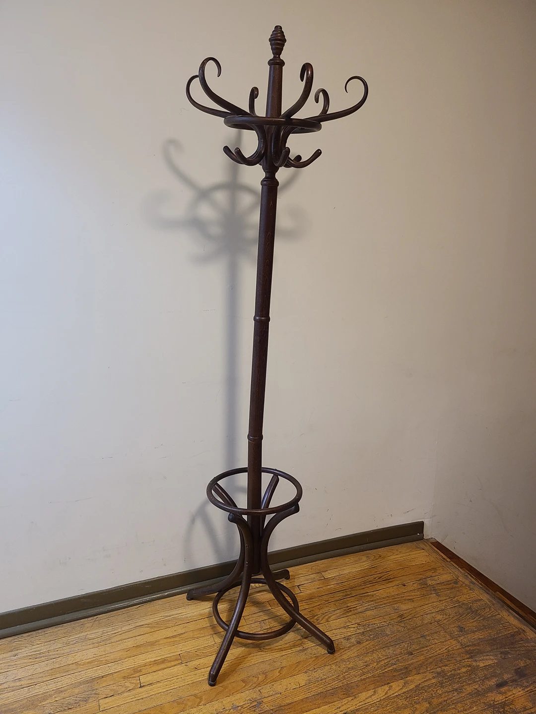 1980s Bent Wood Coat Rack & Umbrella Stand thumbnail