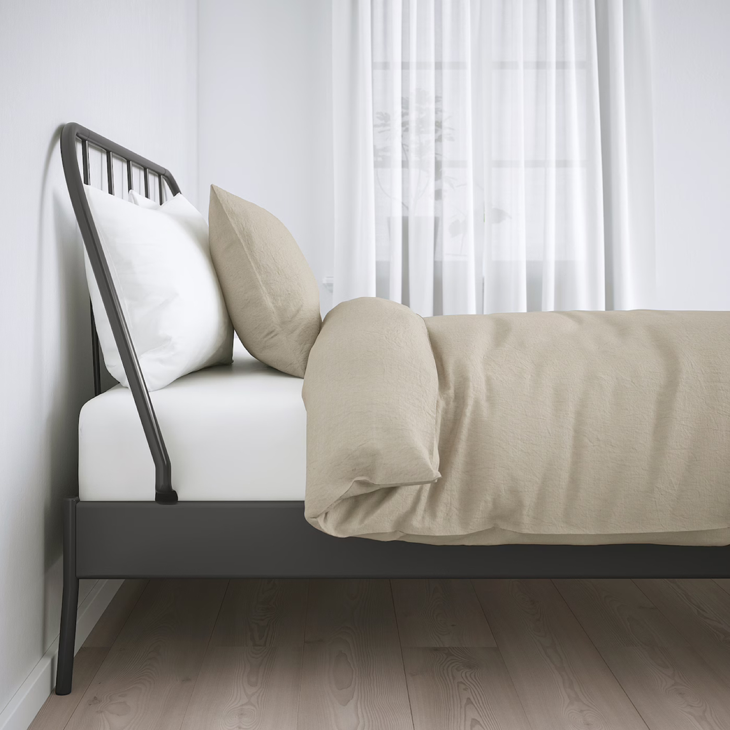 IKEA Queen bedframe and memory foam mattress with linen - photo 2