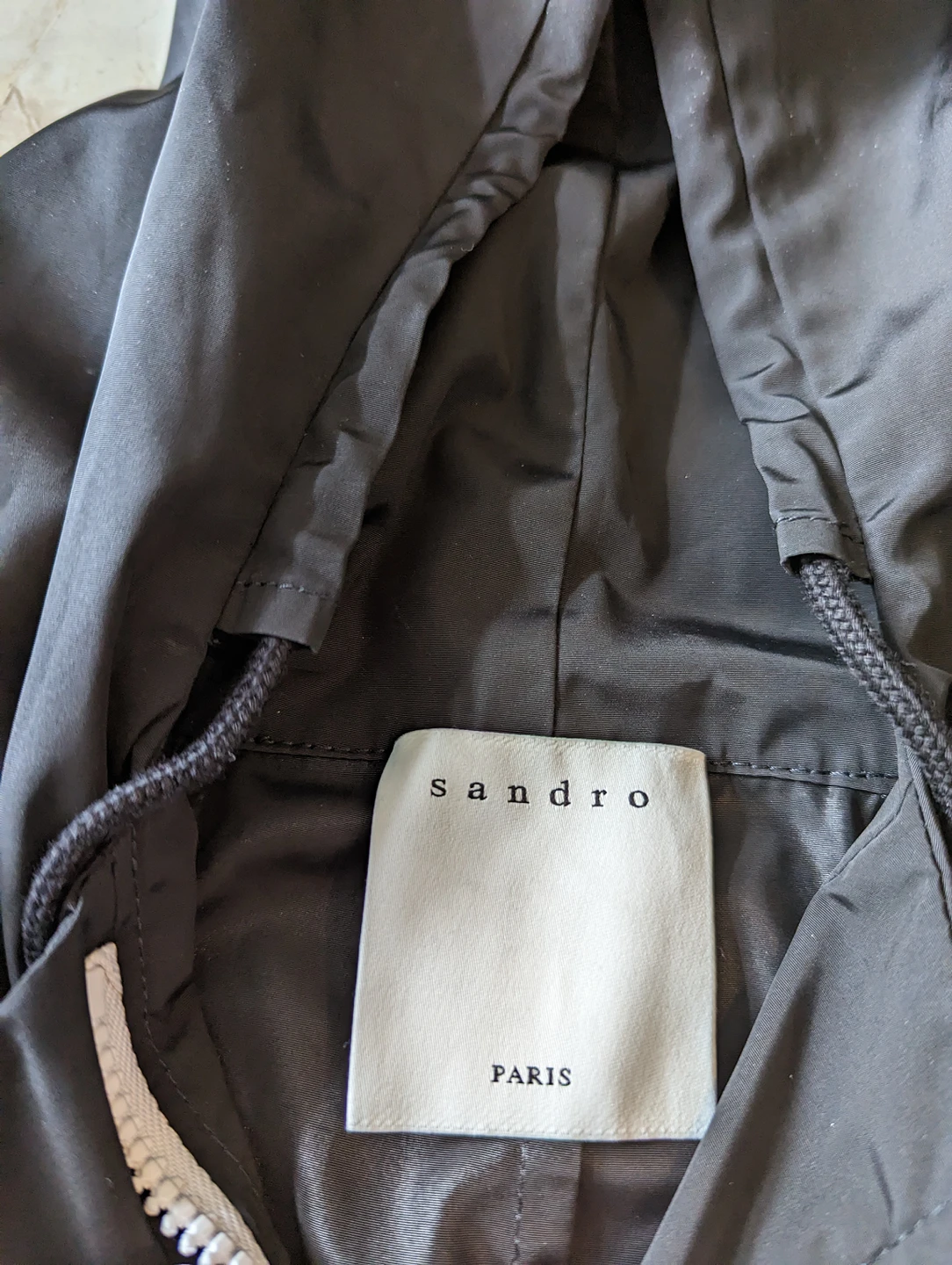 Sandro Paris Black Mario Hooded Mid Length Windbreaker Jacket image indicator(3)