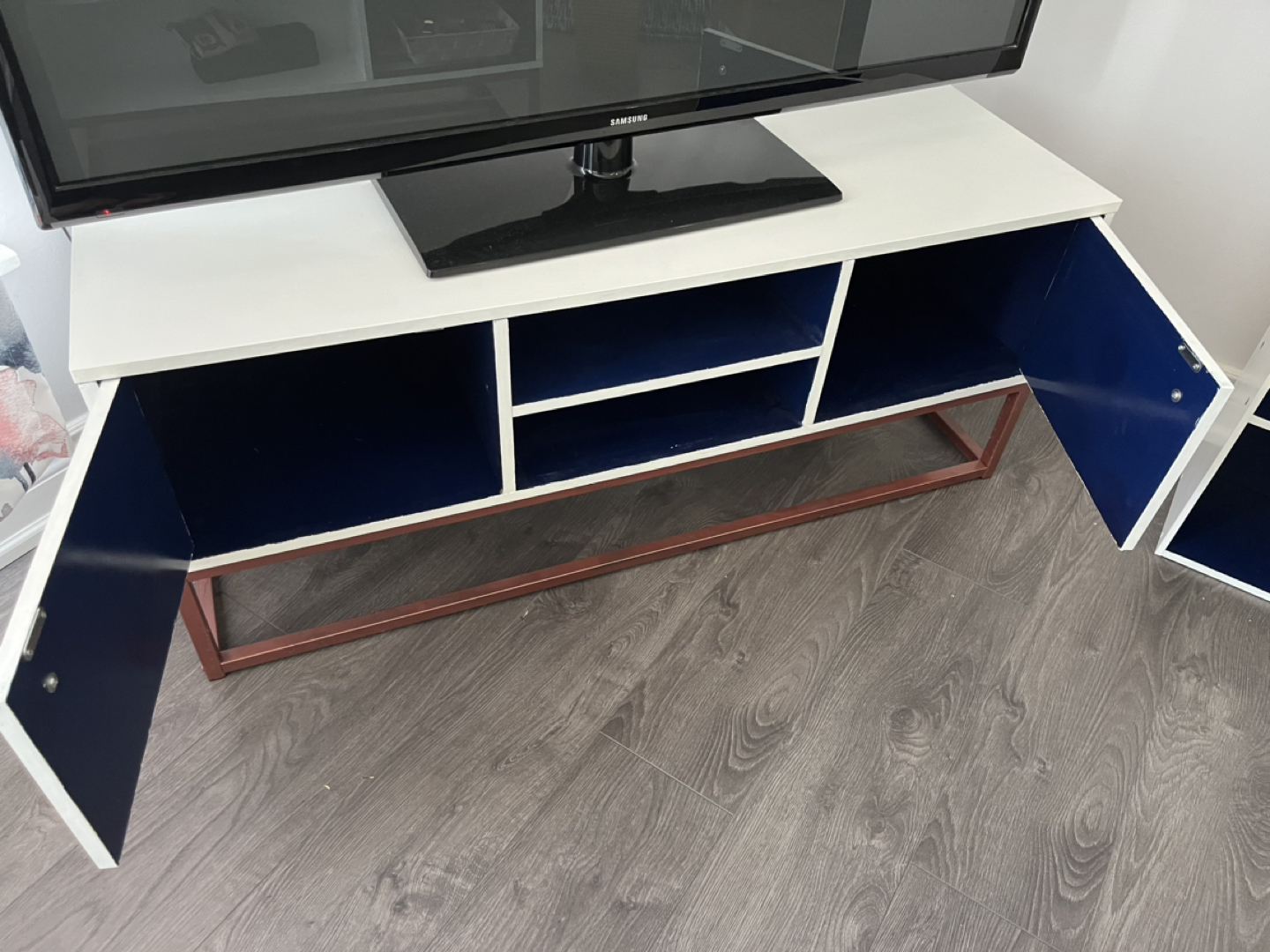 Living room white and blue refurbished furniture set - photo 2
