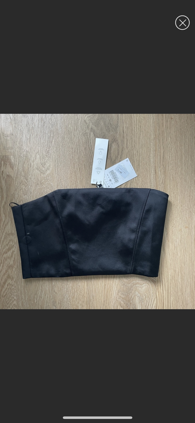 Black satin effect ZARA crop top thumbnail