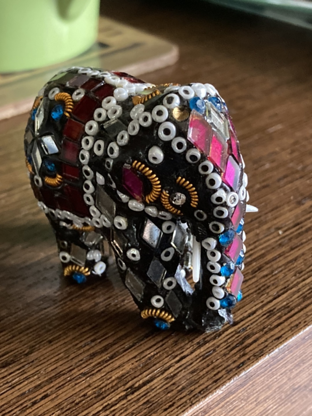 Miniature elephant sculpture with sparkly decoration thumbnail