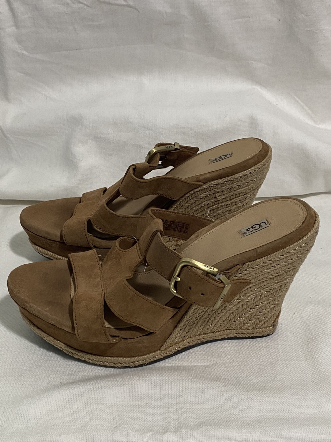 UGG Suede Espadrille Wedge Sandals Size 9 image indicator(2)