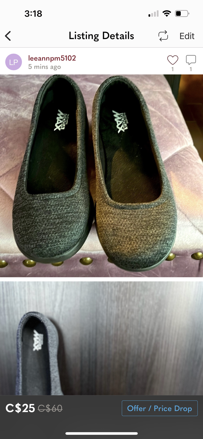 Soft grey flattish Skechers slip on, US size 7 image indicator(5)