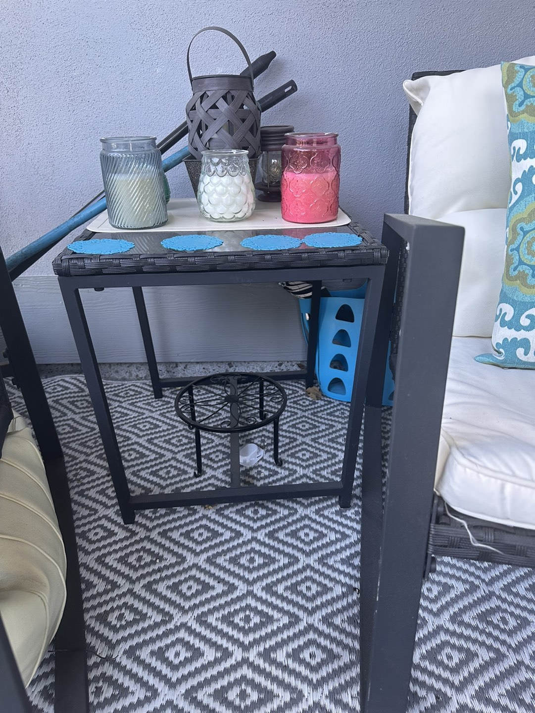 3 piece patio rocking chair set w/ cusions - photo 2