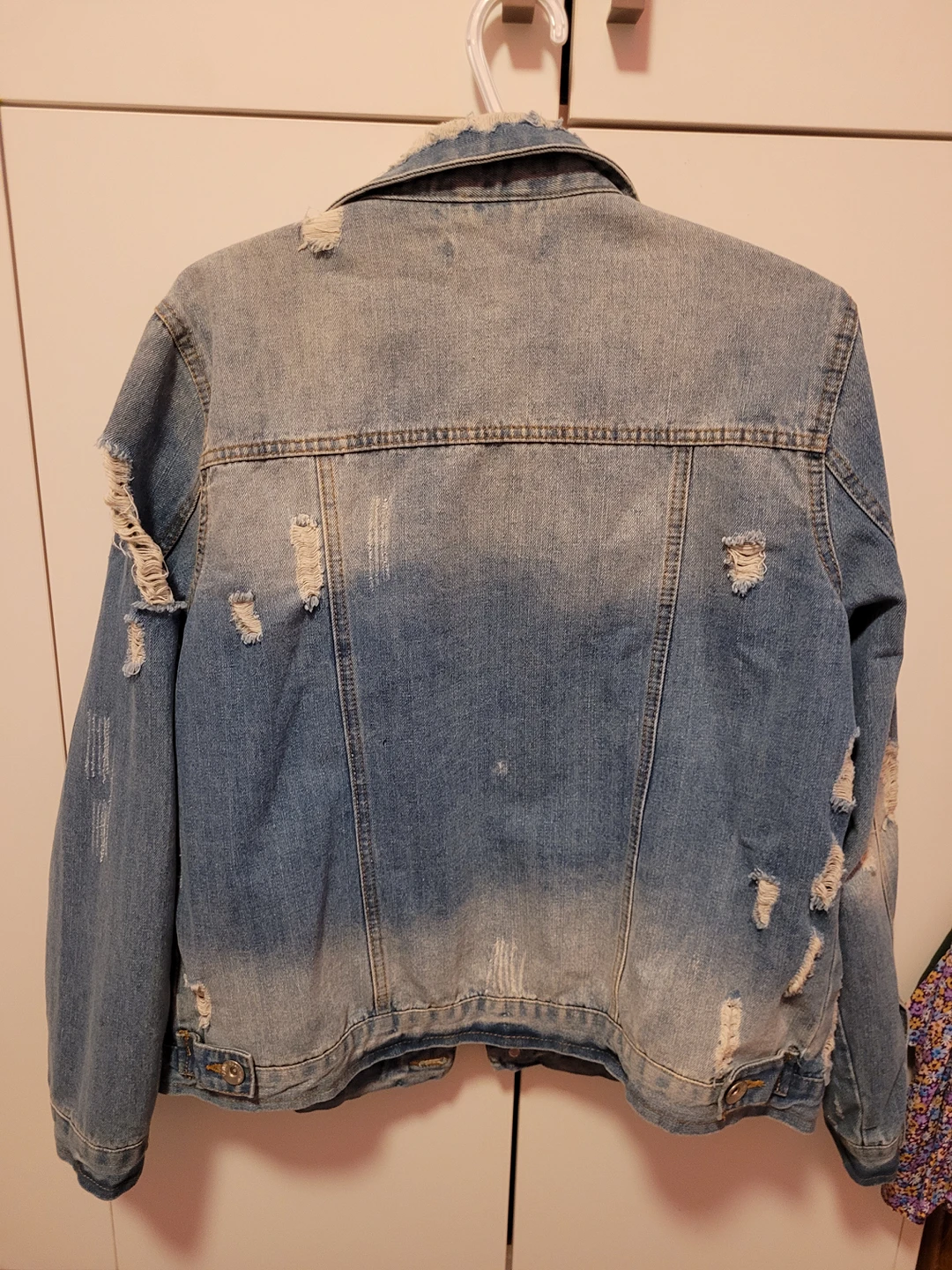 Oversized/Boyfriend Distressed Denim Jacket thumbnail