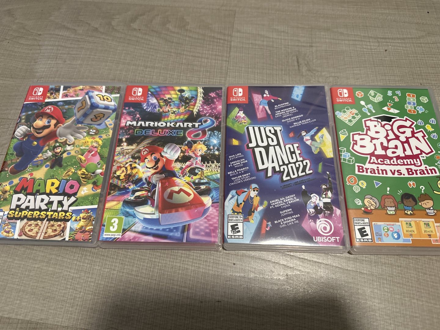 Nintendo switch games (mario, big brain academy and just dance) thumbnail