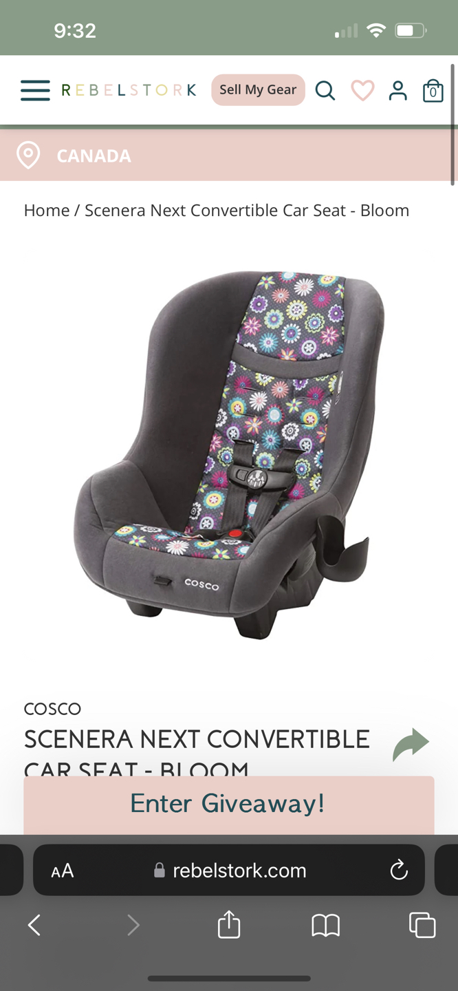 Cosco scenara car seat in bloom, bought in Jan 2023