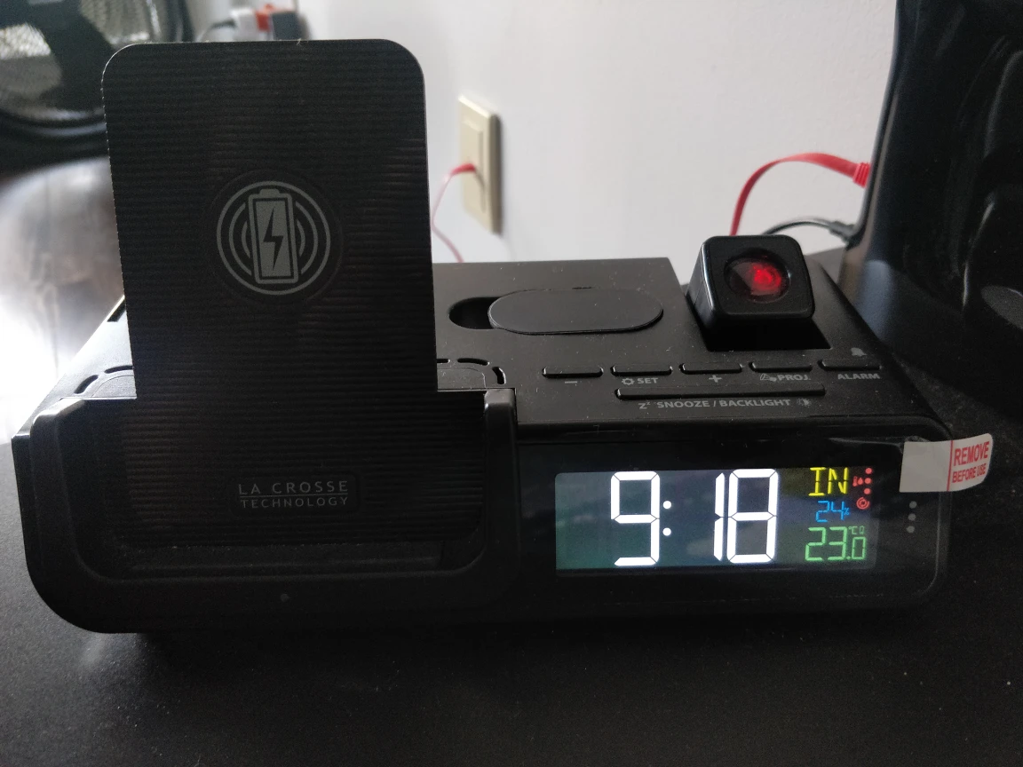 Projection Alarm clock with wireless phone charger