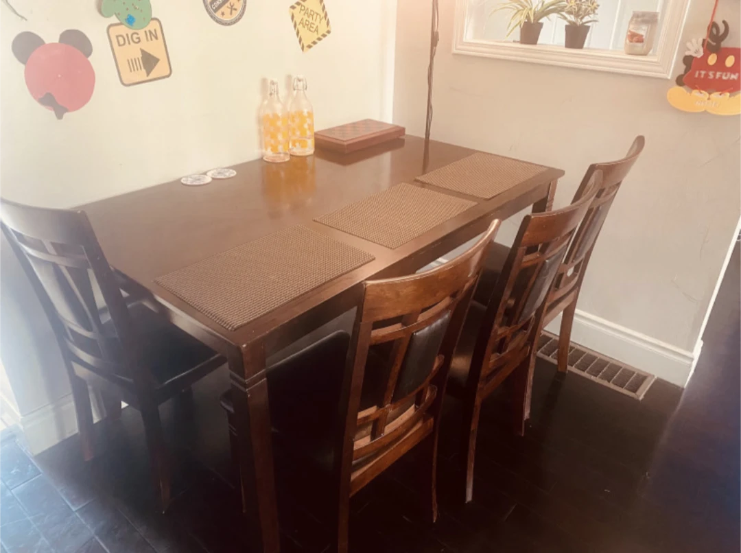 6 seater wooden dining table
