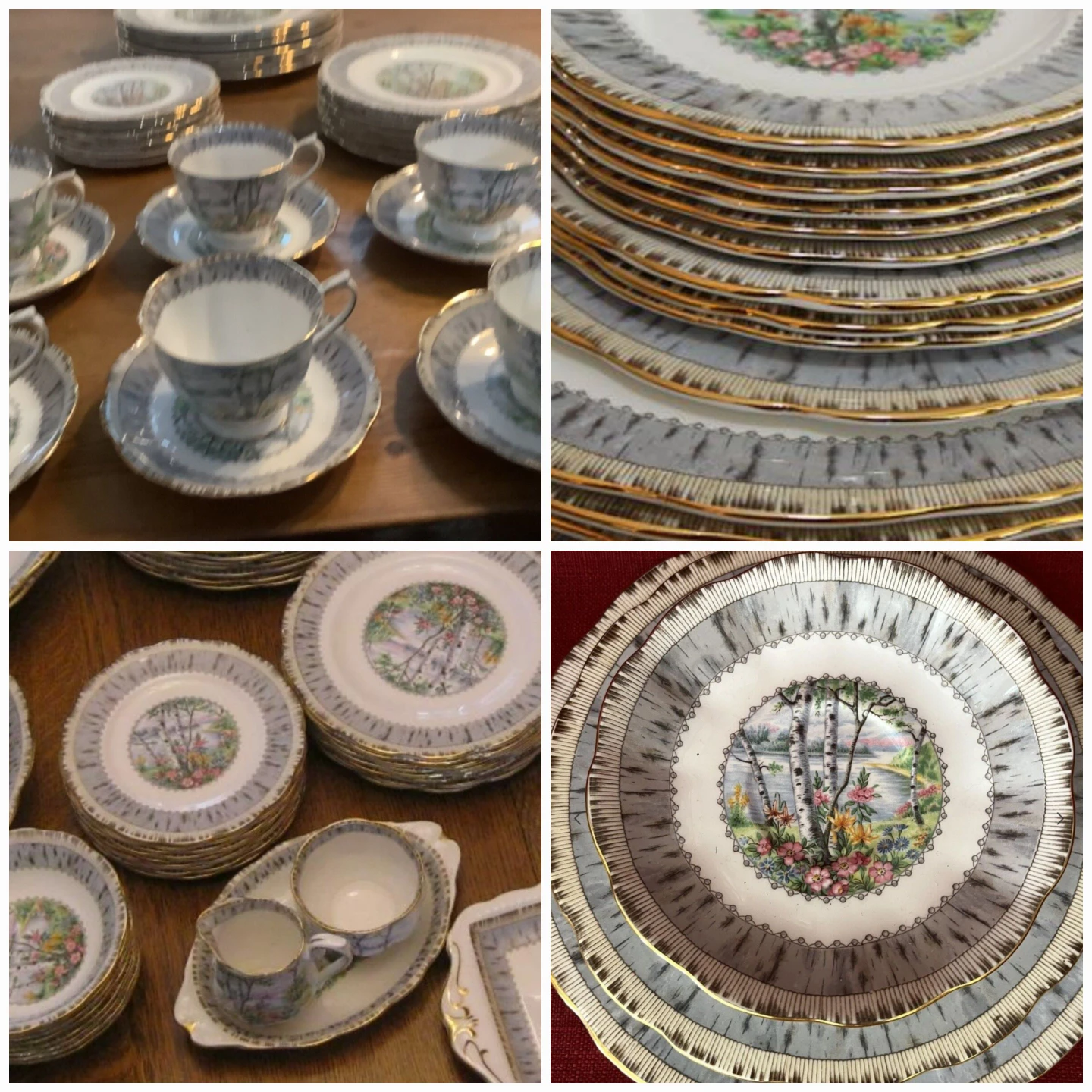 Royal Albert " Silver Birch" Set for 8 x 6 Pieces Plus Tea Set thumbnail