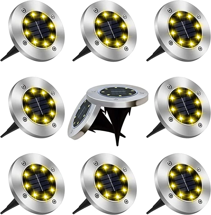 8pcs Solar Ground Lights Outdoor, CESTLAVIE 8 LED Solar Powered