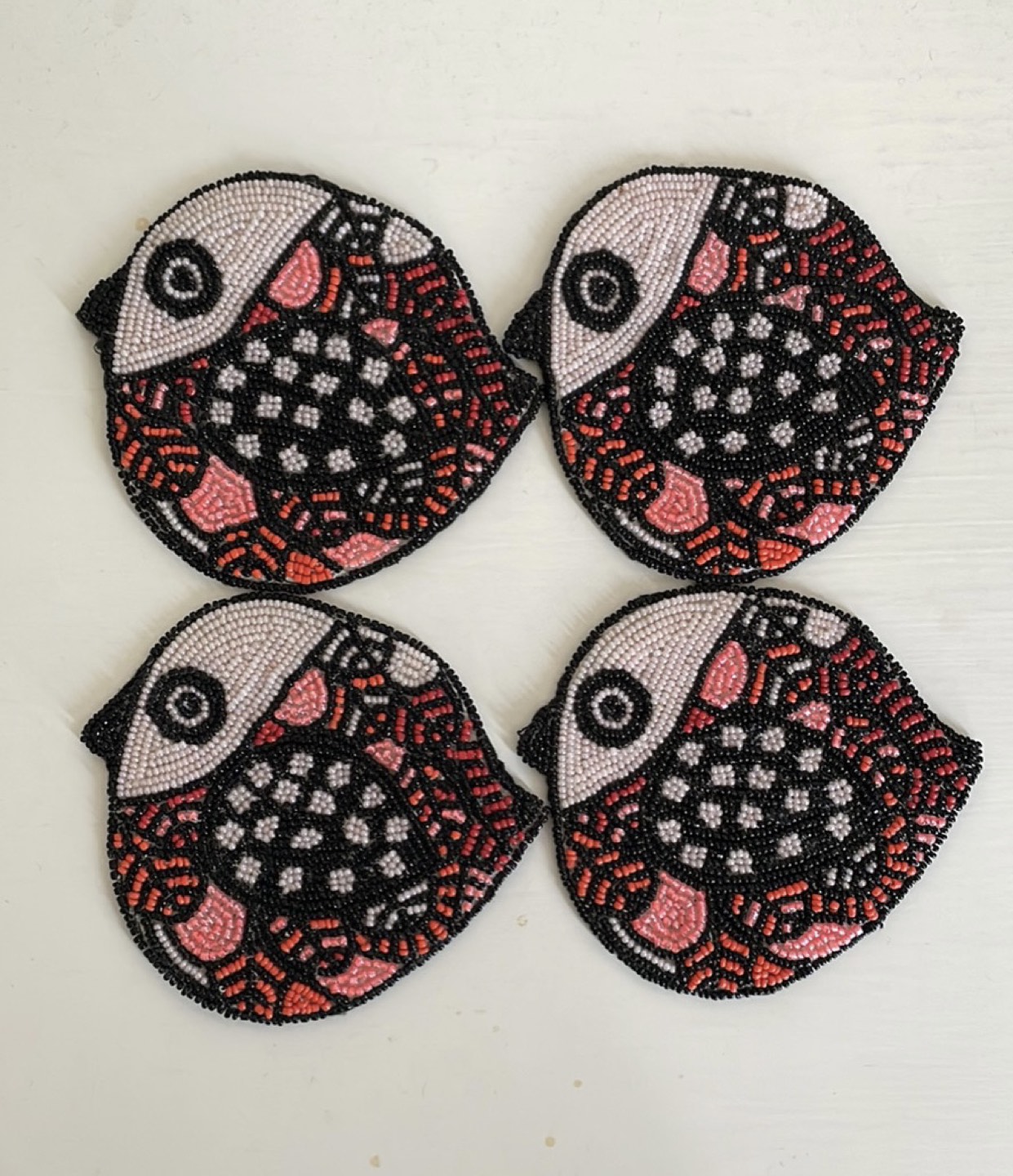 Four Beaded Bird Coasters from Anthropologie thumbnail