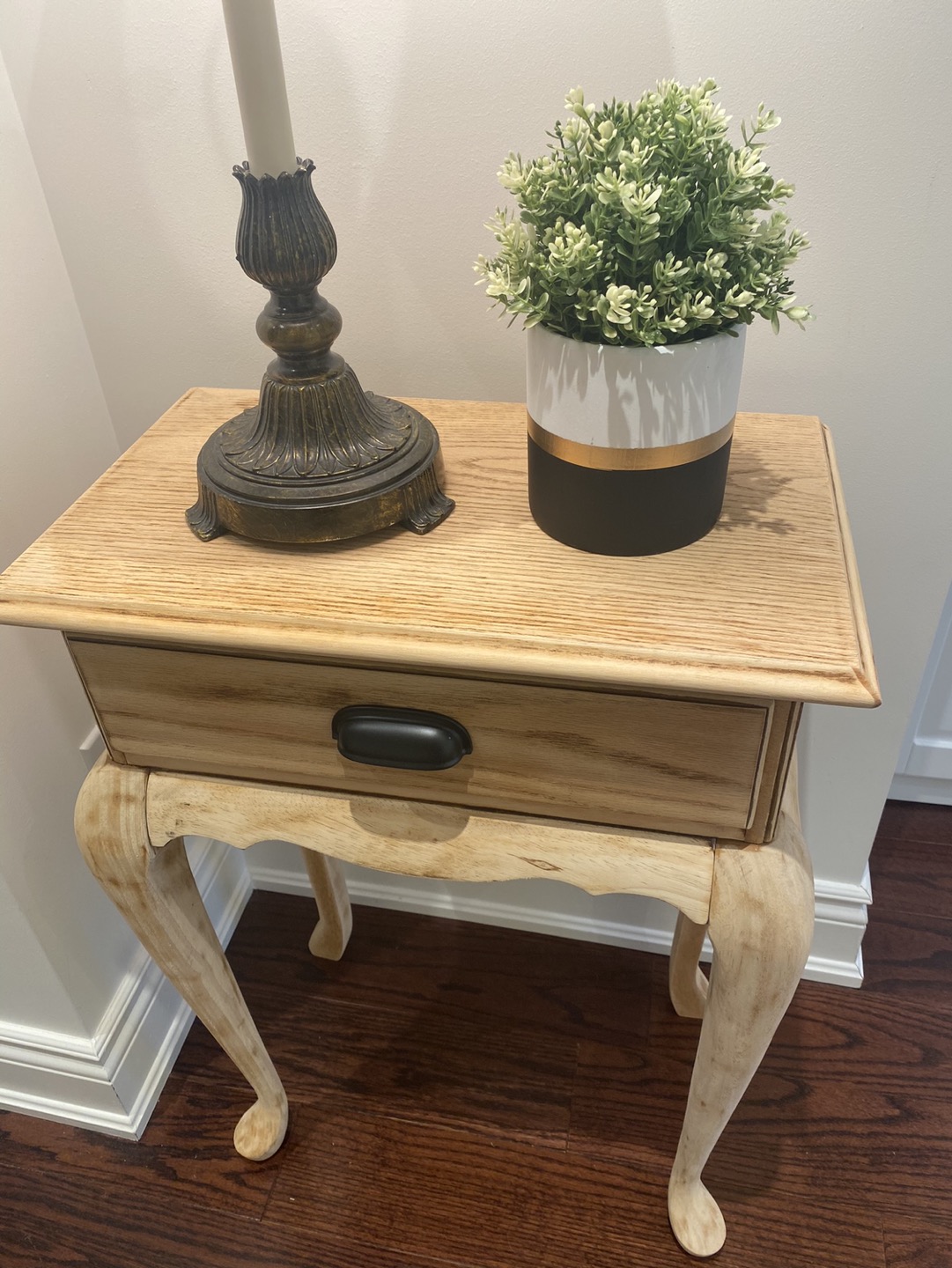 Bleached Vintage French Rustic Walnut Solid Wood Side Table - photo 3