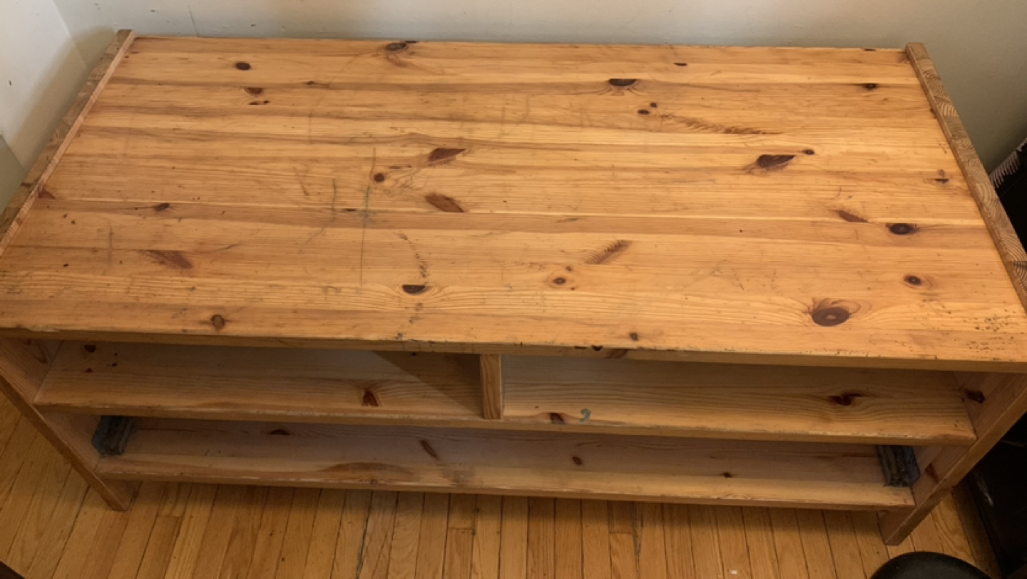 Solid wood TV stand for 1 medium regular McDonald’s coffee thumbnail