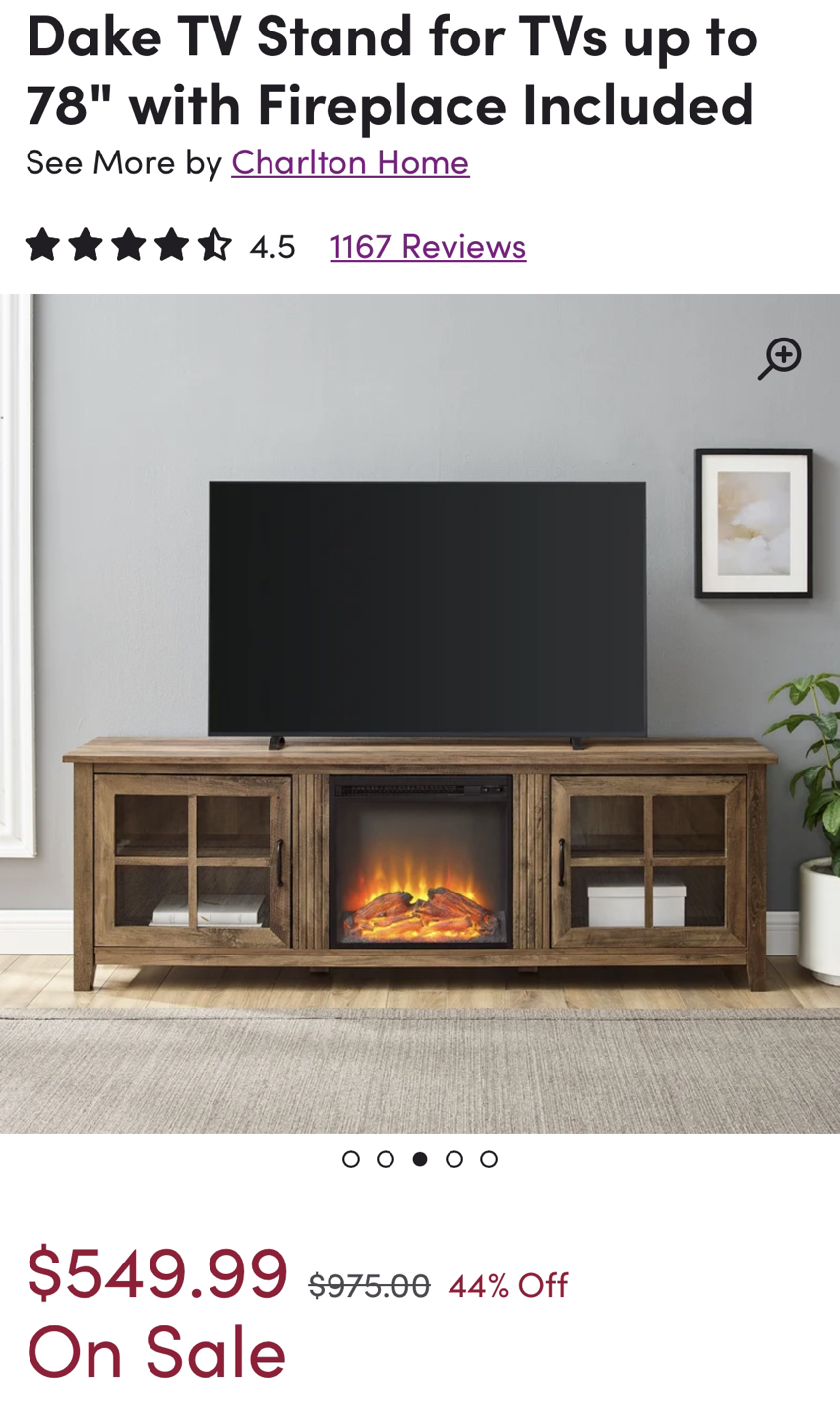 Rustic Oak TV stand with fireplace