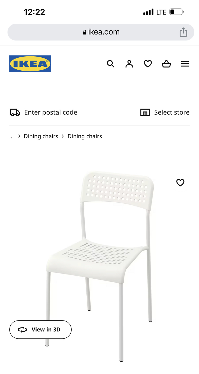 Two white ikea dining chairs