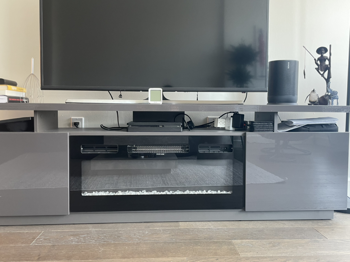 Gray TV stand with Fire Place - photo 3